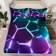 thumbnail image 2 of Erosebridal Teens Geometry King Sheet Sets, Futuristic Abstract Bedding King Size, Striped Decor, 4pcs, 2 of 7