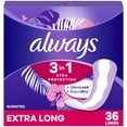 thumbnail image 1 of Always Xtra Protection 3 en 1 Protège-Dessous Quotidiens pour Femmes, Extra Long, Parfumés 36 Unités, 1 of 12