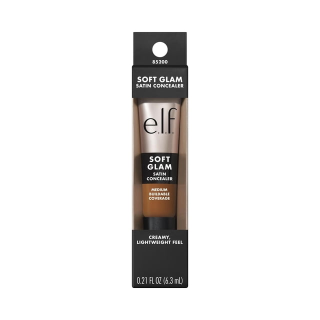 e.l.f. Cosmetics Soft Glam Cache-Cernes Satiné, 51 Foncé Froid, 6,3 ml, Présenté en Emballage Noir et Transparent avec un tube visible Affichant une Couvrance Modulable Moyenne et une Finition Satinée Crémeuse et Légère, Idéal pour Camoufler et Teint du Soir.