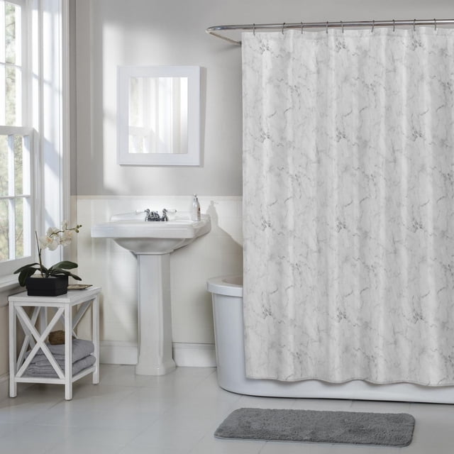 Hometrends Microfiber Decorative Fabric Shower Curtain in Marble or Butterfly Design