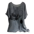 thumbnail image 2 of EGNMCR T-Shirts pour Femmes Mode T-shirt d'Été pour Femmes à Col Rond à Manches Courtes Imprimé Décontracté Blouse, 2 of 5