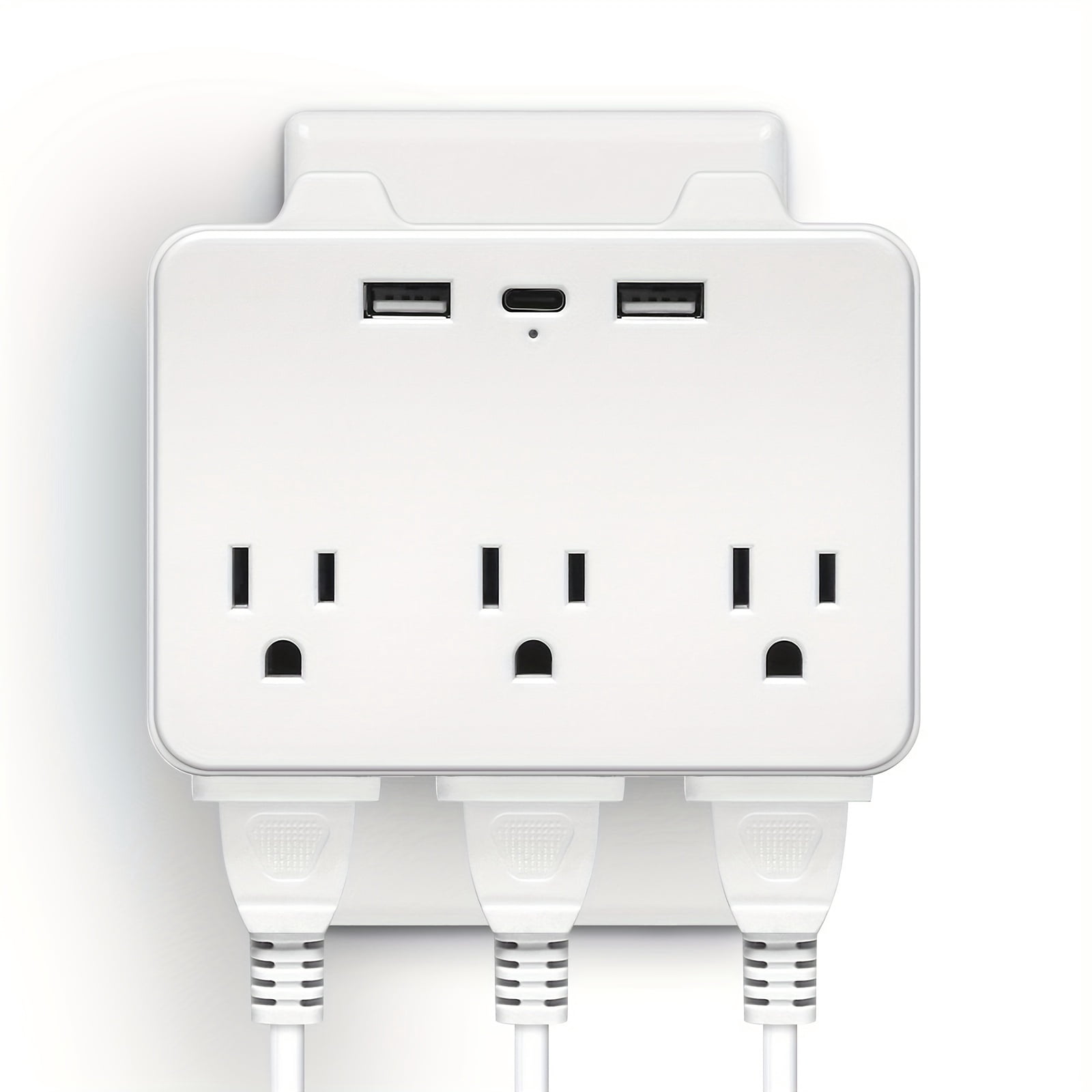 JUNWELL BBJY 9-in-1 Multi Plug Outlet Extender with USB-C  Dual USB Ports  Flat Plug - US Standard Multi Outlet Adapter Splitter for Home  Office  Travel - No Surge Protector  110V-130V P