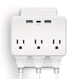 ETwinCoo 3-Way Flat Wall Outlet Extender – 2-Prong Swivel Plug Adapter, 180° Rotating, Type A, White (2-Pack) For Home & Travel