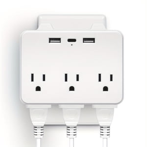 JUNWELL BBJY 9-in-1 Multi Plug Outlet Extender avec USB-C Double USB Ports Flat Plug - US Multi-adaptateur standard pour les voyages à domicile - Pas de protecteur de surpression 110V-130V P