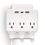 JUNWELL BBJY 9-in-1 Multi Plug Outlet Extender with USB-C Dual USB Ports Flat Plug - US Standard Multi Outlet Adapter Splitter for Home Office Travel - No Surge Protector 110V-130V P