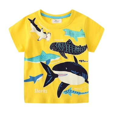 Hiiyo Little Boy Graphic T-Shirt Short Sleeved Crewneck T Shirt Cotton Casual Summer Tshirts