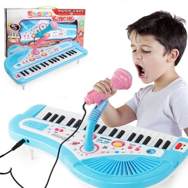 LSLJS Orgue Électronique 37 Touches avec Mini Microphone Piano pour Enfants Instrument de Musique Apprentissage pour Enfants Casse-Tête Jouets d'Éveil Cadeau, Jouets pour Enfants