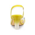 thumbnail image 2 of BLISSFUL STEP Women's Flower Rhinestone Slingback Clear Mid Heel Slip On Sandals Yellow 6.5, 2 of 7