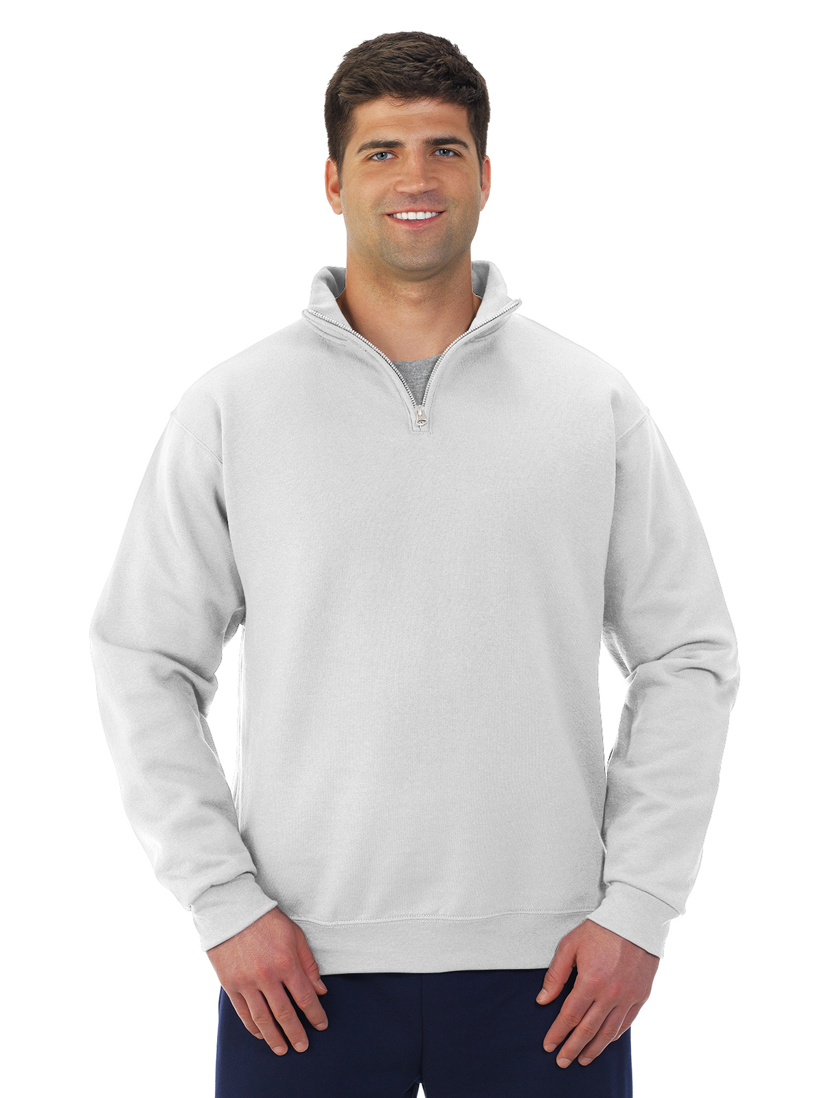 Jerzees Mens NuBlend Quarter Zip Cadet Collar Sweatshirt, 2X, White