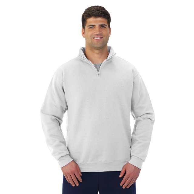 Jerzees Mens NuBlend Quarter Zip Cadet Collar Sweatshirt, 2X, White