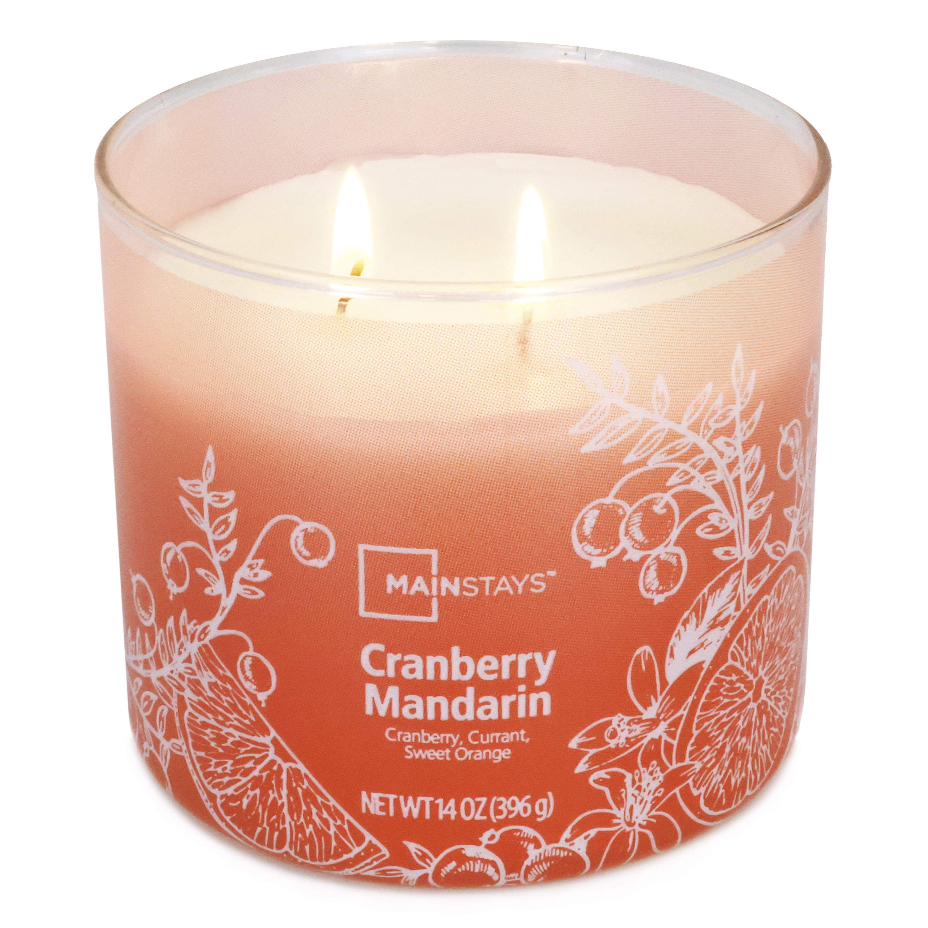 Bougie parfumée Mainstays à 3 mèches, enveloppée texturée Canneberge mandarine, 14 oz