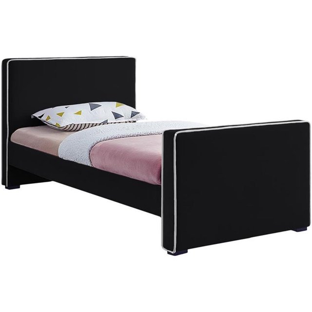 Meridian Furniture Lit Simple en Velours Noir Dillard