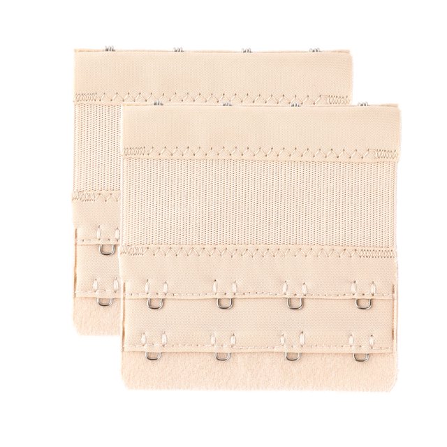INSPIRE CHIC Women's 2 Pcs Stretchy Bra Extenders, 2x2/2x3/2x4 Hooks Elastic Back Bra Extension Strap Bra Band Light Apricot 2 Rows 4 Hooks