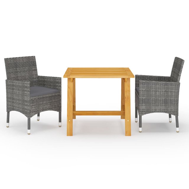 vidaXL Ensemble de Salle à Manger de Jardin 3 Pcs Gris