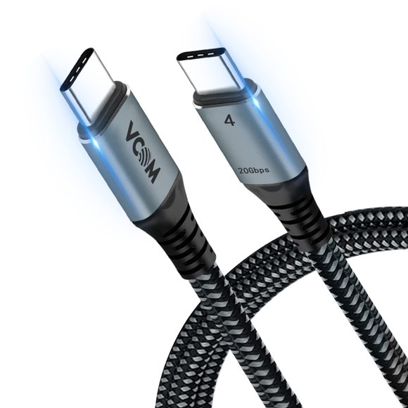 VCOM Câble USB4 pour Thunderbolt 3 6.6 Pieds, Câble 20Gbp avec Charge 100W et Vidéo 84K60Hz, Compatible avec Câble Thunderbolt 3 et USB-C, pour MacBooks, Hub, Dock, et Plus