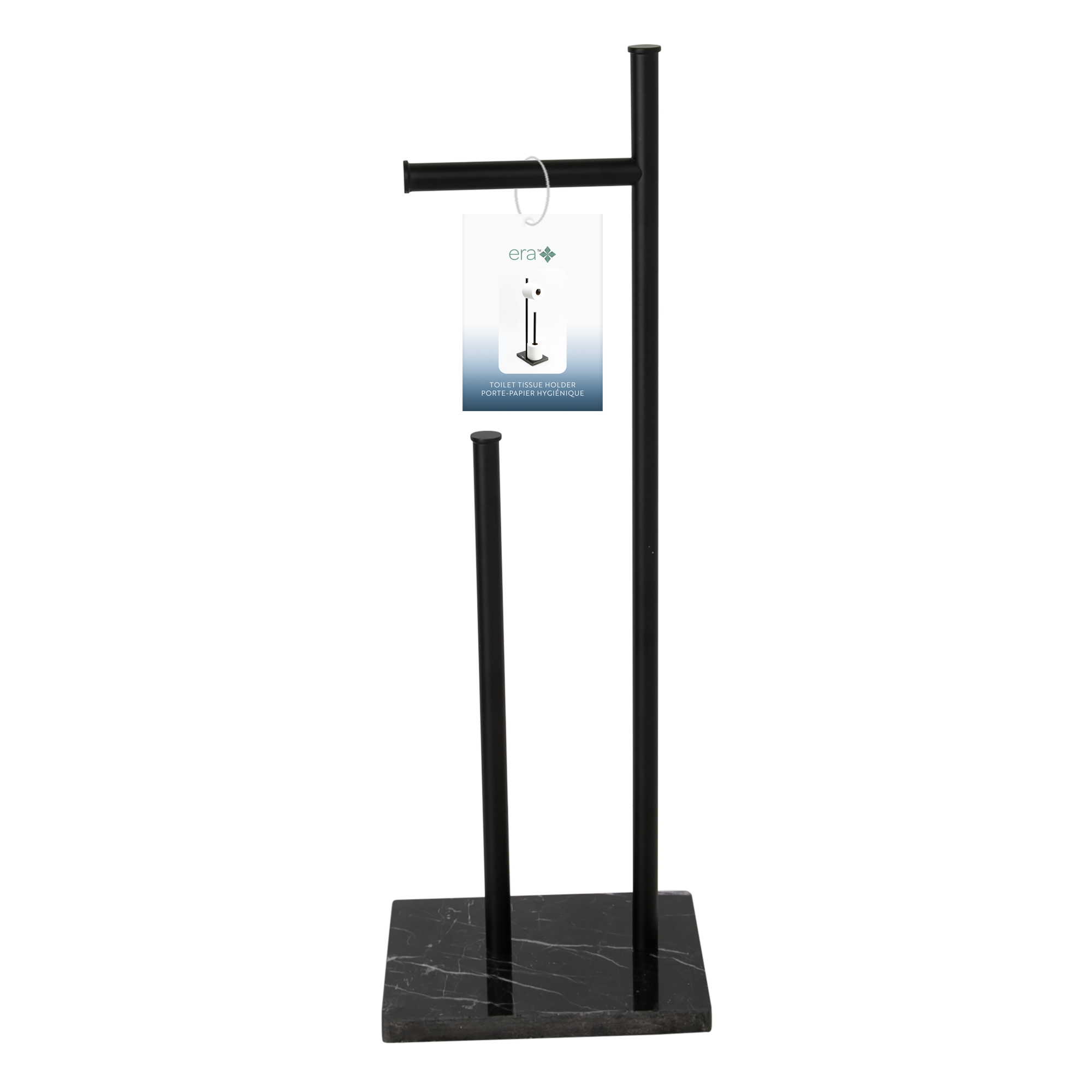 Era Twain Levanto Freestanding Toilet Paper Holder, 7.875 x 23 in, Matte Black