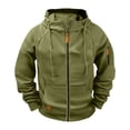 thumbnail image 2 of Men's Solid Color Cargo Hooded Jacket with Multiple Pockets, Raglan Long Sleeve, Breathable Nylon Spandex for Sports Training and Casual Outdoor Wear, 2 of 5