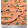 thumbnail image 1 of Soimoi Polyester Crepe Fabric Planet,Animal & Spaceship Cartoon Print Fabric by The Yard 42 Inch Wide, 1 of 3