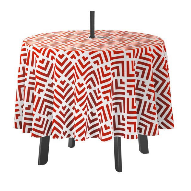 Vargottam Indoor/OutdoorRoundTablecloth 58 pouces avec trou de parapluie & Zip, imperméable à l'eau TableCloth, TableCovers pour Backyard Table -Red