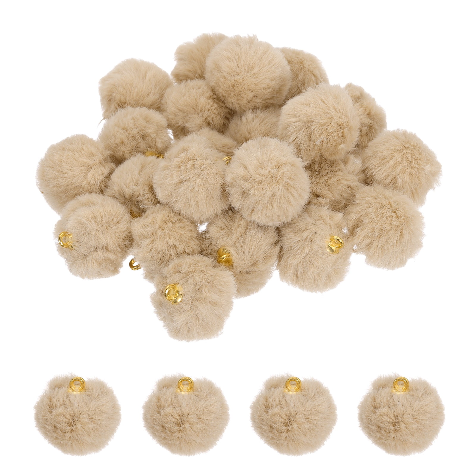 Uxcell 24Pcs Pom Pom Charm, 20mm Faux Fur Fluffy Fuzzy Keychain ...