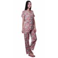 thumbnail image 3 of Moomaya Printed Short Sleeve Pajama Set For Women Printed Button Up Sleep Shirt, 3 of 6