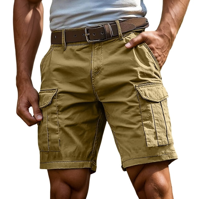 Men's Multi Pockets Military Cargo Shorts Summer Regular Fit Cotton Work Shorts