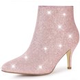 thumbnail image 1 of Unique Bargains Bottines à Talons Aiguilles à Paillettes à Bout Pointu pour Femmes, 1 of 6