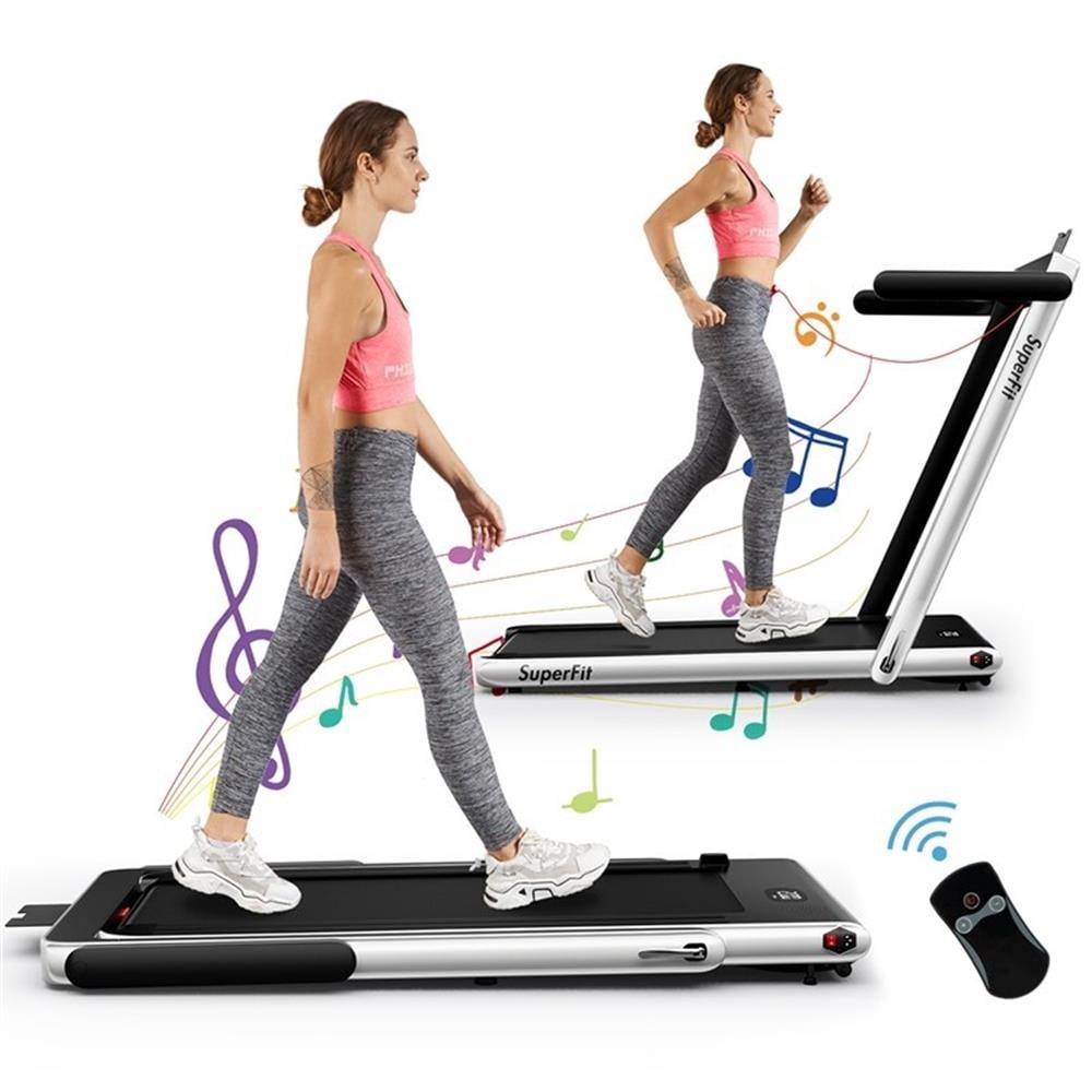 Pemberly Row Up To 7.5MPH 2.25HP Single Display Screen Treadmill in Silver