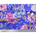 thumbnail image 2 of Soimoi Blue polyester Crepe Fabric Leaves & Floral Fabric Prints by Yard 52 Inch Wide, 2 of 3