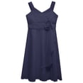 thumbnail image 3 of MSemis Kids Girls Elegant Flower Girl Dress Sleeveless Ruched Bodice Cascading Ruffle Wedding Party Dress Navy Blue 10, 3 of 5