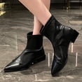 thumbnail image 1 of Styesk Boots for Women Women's Fashion Casual Spring Short Boots Solid Color Splicing Pointed Back Zipper Thick Heel Low Heel Ankle Boots Work Boots for Women, 1 of 9