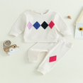 thumbnail image 2 of Toddler Boys Fall Outfits Geometry Pattern Crew Neck Long Sleeve Sweatshirts and Long Pants 2Pcs Clothes Set 2-3 Years, 2 of 7