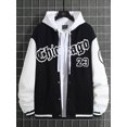 thumbnail image 2 of Faithtur Men's Spring Autumn Casual Coat Long Sleeve Letter Printed Button Up Contrast Color Baseball Jacket, 2 of 9