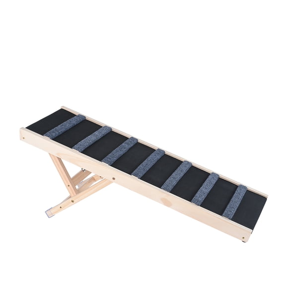 KFFKFF Pet Access Ramp, Collapsible Canine Ramp for Bed, Modifiable Pet Ramp for Tiny, Big, Senior Dogs & Felines, Timber Animal Ramp with 39.3" Extended Ramp, Adjustable from 15" to 22"