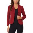 thumbnail image 1 of INSPIRE CHIC Blazer de Tailleur Extensible pour Femme à Col à Revers pour le Travail au Bureau Petit Bourgogne, 1 of 5
