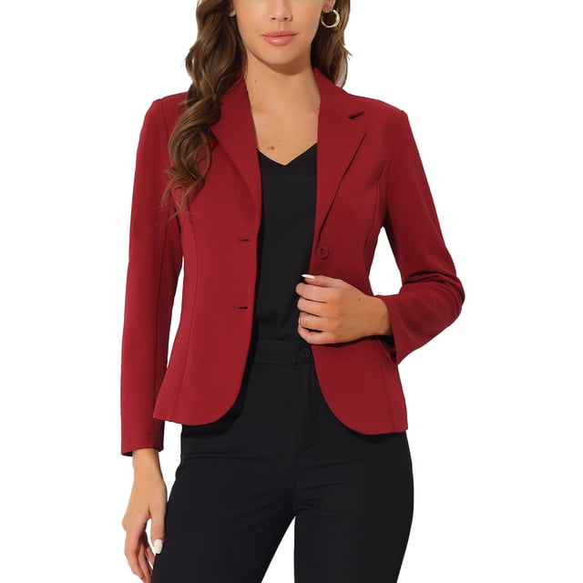INSPIRE CHIC Blazer de Tailleur Extensible pour Femme à Col à Revers pour le Travail au Bureau Petit Bourgogne