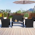 thumbnail image 4 of Costway 4 PCS Patio Conversation Set with Seat Cushions & Tempered Glass Tabletop, Porch Black+Black, 4 of 10
