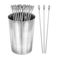 thumbnail image 1 of Uxcell Stainless Steel Cocktail Picks with Storage Cup for Drinks Events 16, 1 of 6