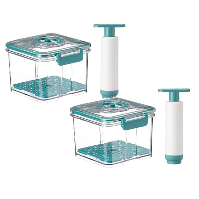 Oleegame 2PC Produce Storage Qianha Mall Vacuum Seal Containers Food Fresh %26 Container For Vacuum Seal Vacuum Container With Handhe Green