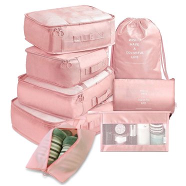 Yeacher Sacs de Rangement Ensemble de 8 Pcs Organisateur de Voyage Valise Ensemble d'Emballage Étuis de Rangement Organisateur de Bagages Portable