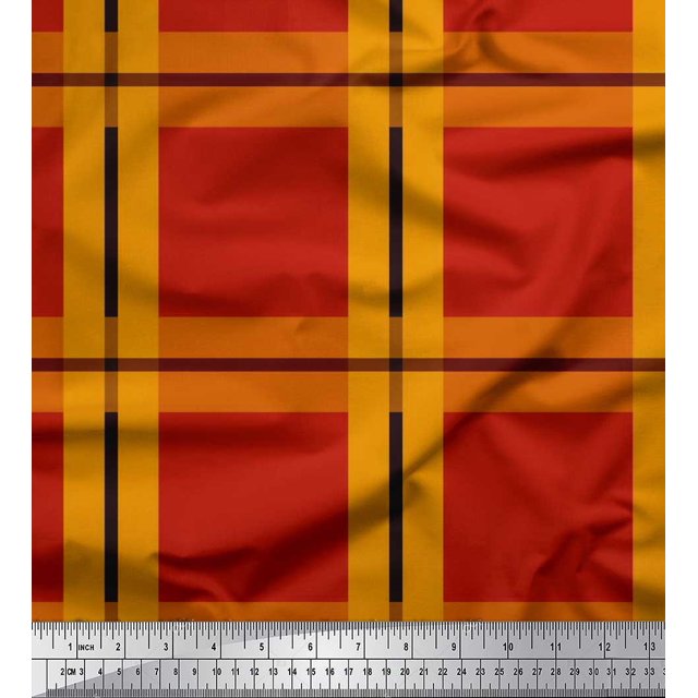 Soimoi Rayon Fabric Check Check Print Fabric by the Yard 56 Inch Wide