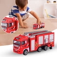 thumbnail image 2 of Die-cast Alloy Fire Truck Toys Set, Simulation Fire Fighting Sandbox Game , Rescue Cars, Tower , Gift For 3+, 2 of 2