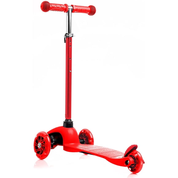 Refurbished Rugged Racers BH19898 Adjustable Kick Scooter with PU LED Light Up Wheels, Red