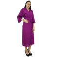 thumbnail image 4 of Bimba Peignoir Long Uni pour Femmes avec Ceinture, Modal Doux en Coton, Enveloppant, Rond, Uni, 4 of 6