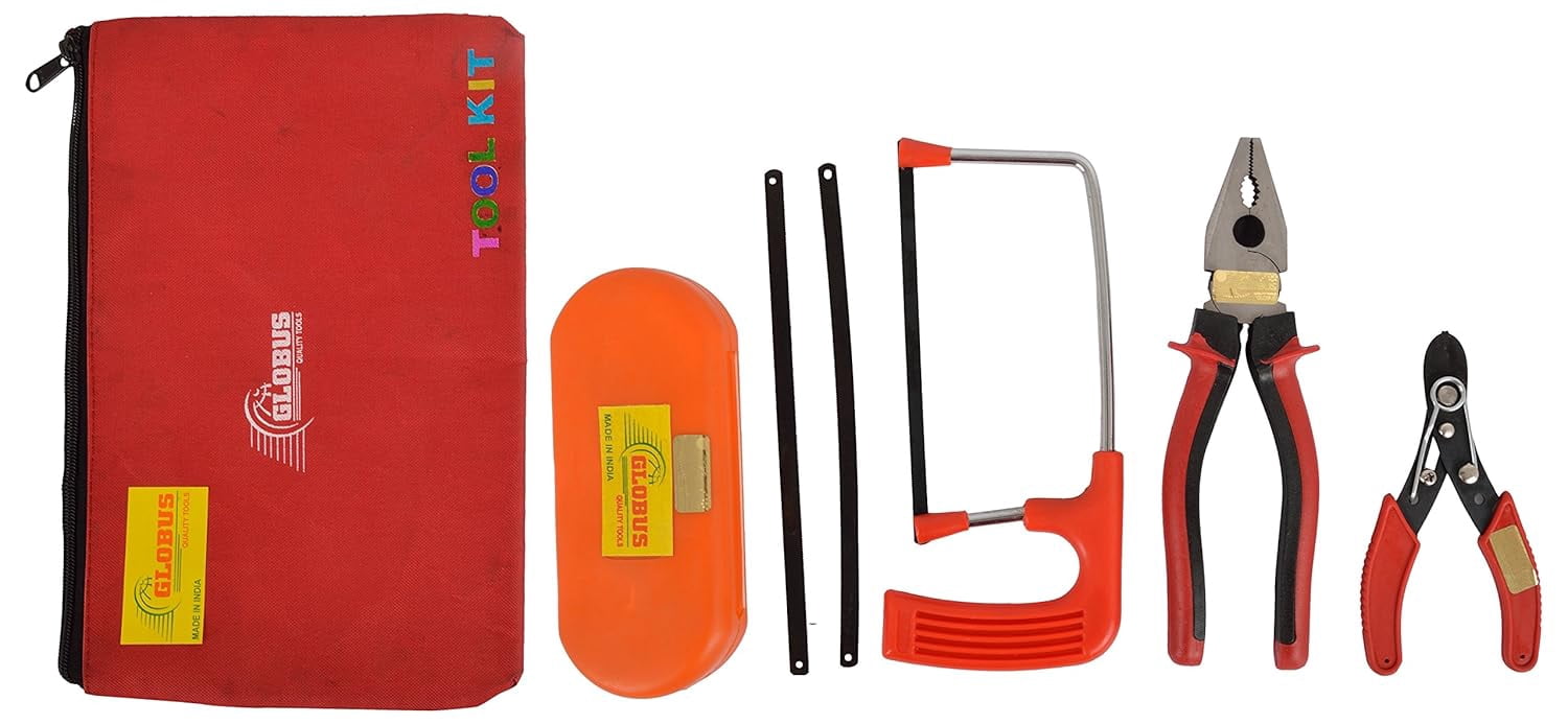 820 Hand Tool Set For Home Set 4 Pcs Plus, Free Tool Kit | Wire Stripper, Plier, Blades, Rectangle Screwdriver With Tool Kit Bag | Care Instructions: Dust Regularly Tool | Steel Tool