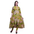 thumbnail image 1 of Bimba Feuilles Jaunes et Magnolia Floral Tenue Ethnique Indienne pour Femmes Anarkali Kurti Imprimée Robe Asymétrique-Moyen, 1 of 5