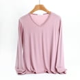 thumbnail image 2 of MeetoTime Women's Long Sleeve Shirts Soft Lightweight Undershirts V-Neck Slim Tees Basic Layer Pullover Tops, 2 of 5