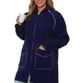thumbnail image 1 of Breezora Manteau Long à Capuchon Résistant à l'Eau pour Femmes avec Détails Réfléchissants, devant à Boutons, Vêtement d'Extérieur de Protection contre la Pluie, Taille TTG, Bleu Marine, 1 of 9