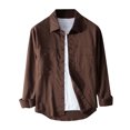 thumbnail image 3 of RXIRUCGD Chemise Décontractée pour Homme à Manches Longues avec Boutons, Poche et Col Rabattable, Café, Taille : 3TG, 3 of 4
