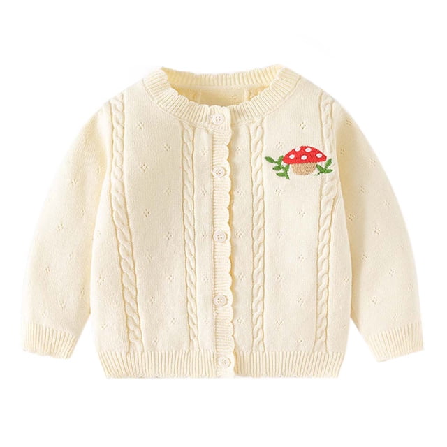 Posijego Toddler Baby Girls Cardigan Sweaters Long Sleeve Knit Open Front Button Sweater Fall Winter Clothes